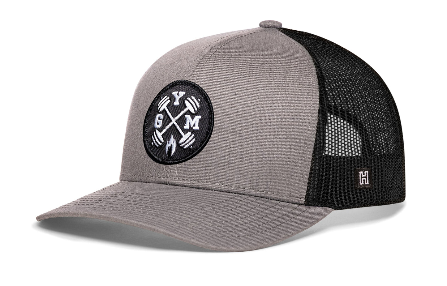 GYM Trucker Hat  |  Gray-Black Workout Snapback