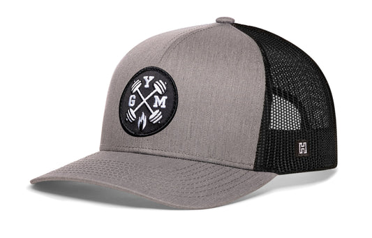 GYM Trucker Hat  |  Gray-Black Workout Snapback