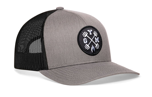 GYM Trucker Hat  |  Gray-Black Workout Snapback