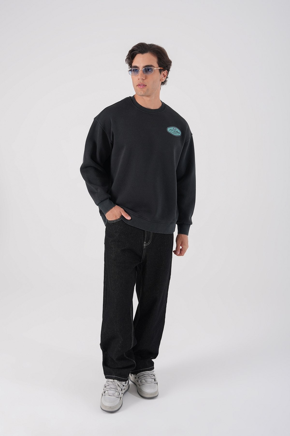 Unisex Washed Graphic Sweatshirt – "Reasonable" Back Print
