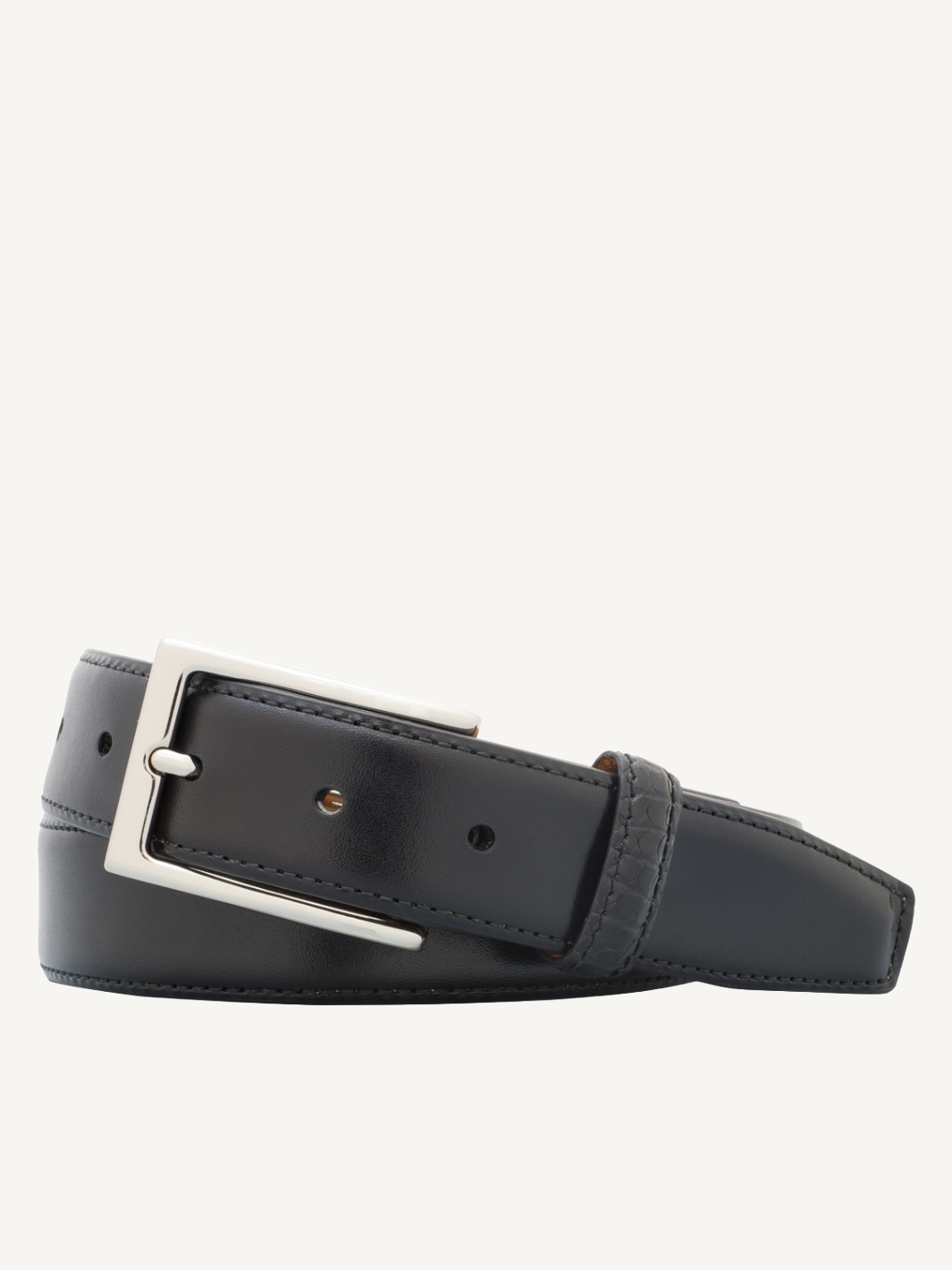 Black Genuine Leather Belt with Alligator Detail | 1 1/4" Width