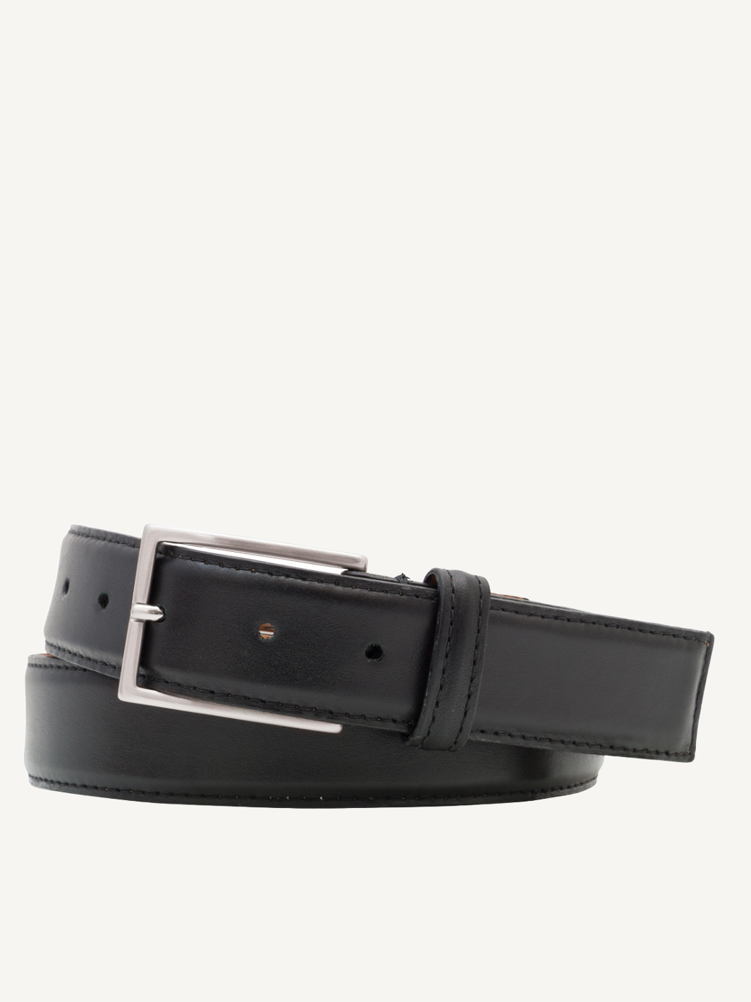 Black Smooth Leather Belt with Square End | 35mm Width