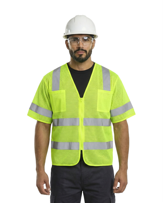 Kiwi High Visibility ANSI/ISEA 107-2020, Type R, Class 3 Dual Band Neon Short Sleeve Safety Vest [R72200]