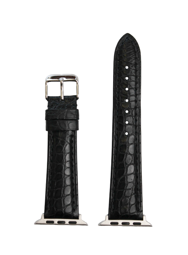 Black Round Grain Genuine Alligator  | h2010