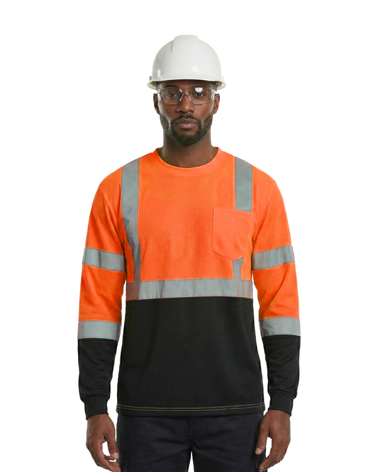 Kiwi High Visibility ANSI/ISEA 107-2020, Type R, Class 3 Two Tone Orange Long Sleeve Safety Shirt [R73200]
