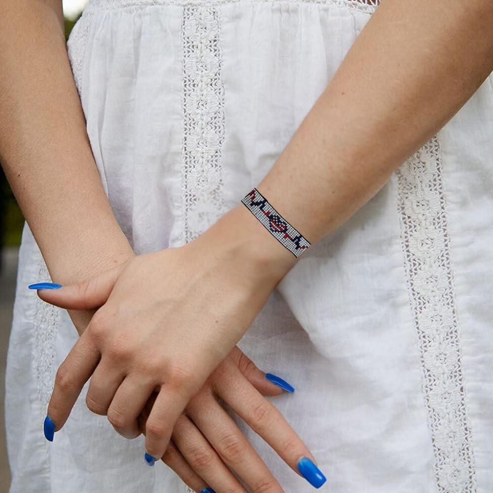 Patriot Heart Beaded Bracelet – Handmade with Purpose