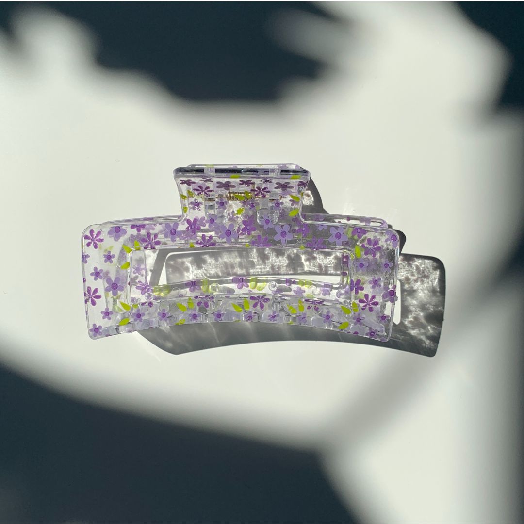 Velvet Claws Hair Clip | The Crystal in Purple Blossoms Hair Claw