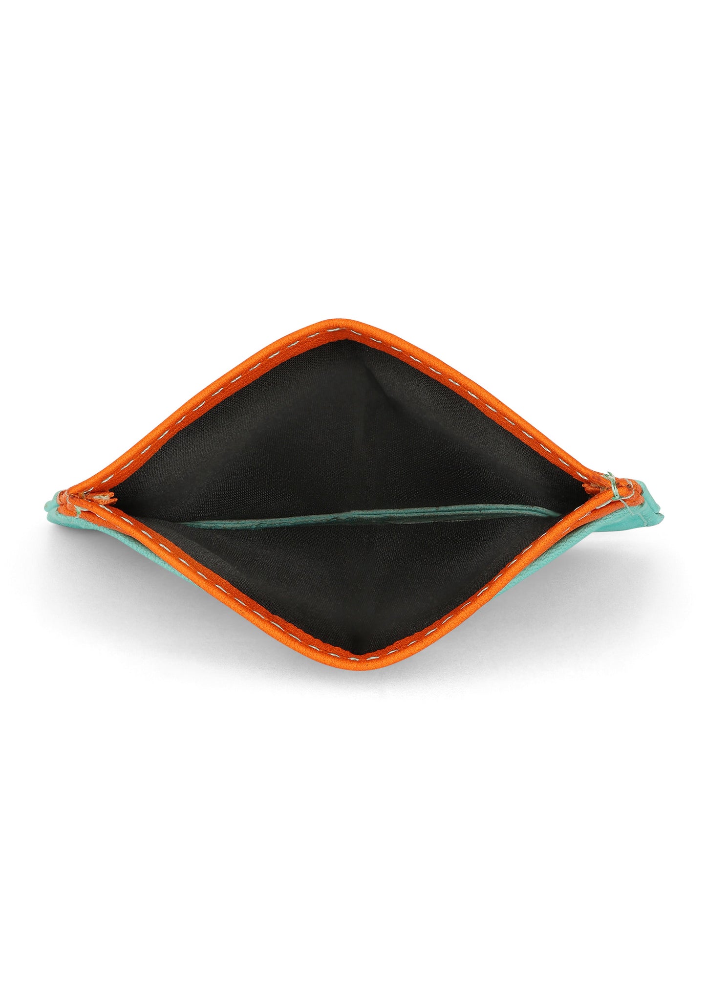 JAGUAR LEATHER CARD HOLDER WALLET // ORANGE AND MINT
