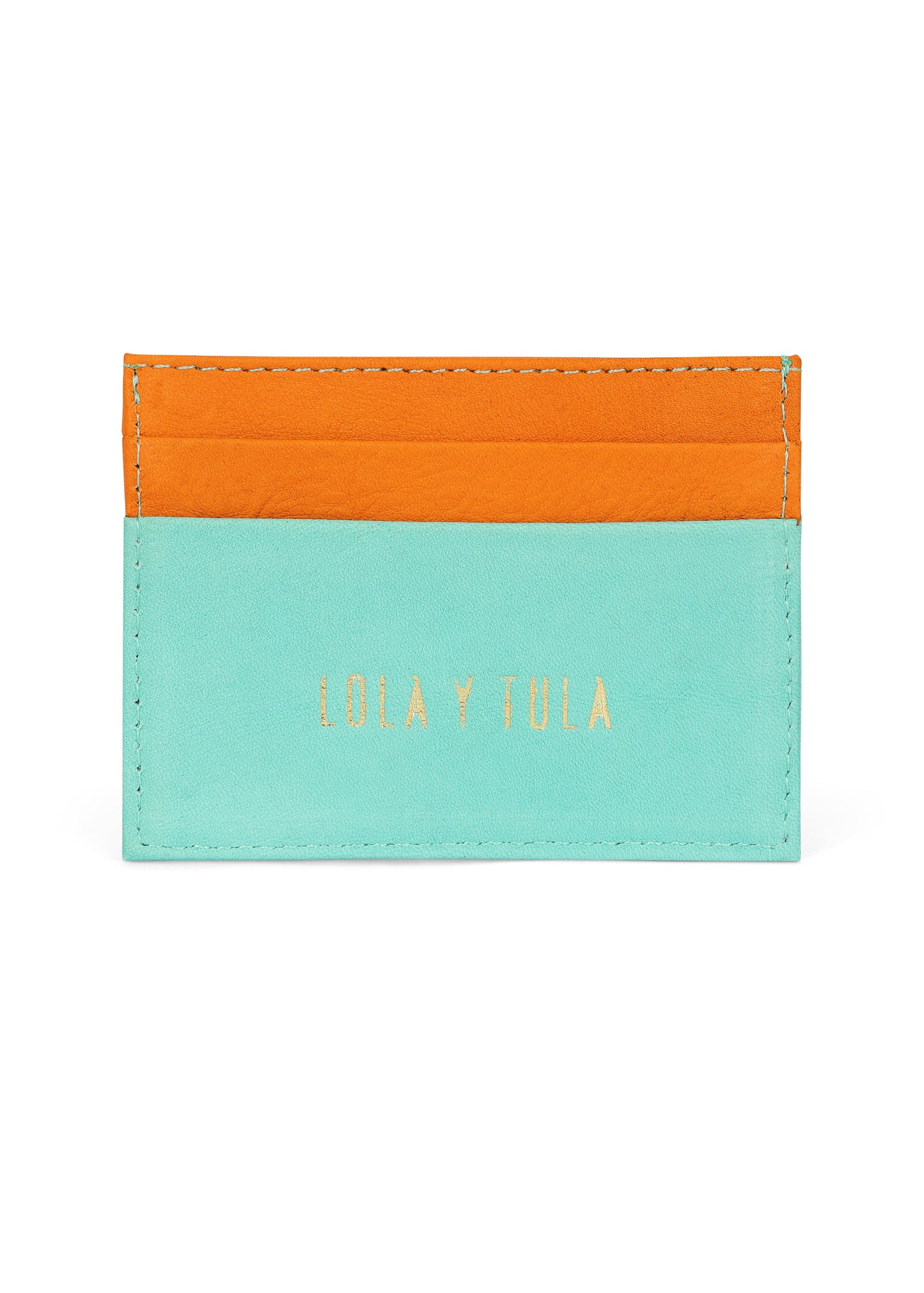 JAGUAR LEATHER CARD HOLDER WALLET // ORANGE AND MINT