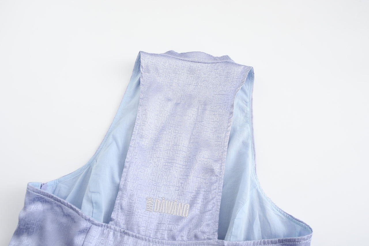 Hua Sleeveless Brocade Mini Dress Cloud Moire
