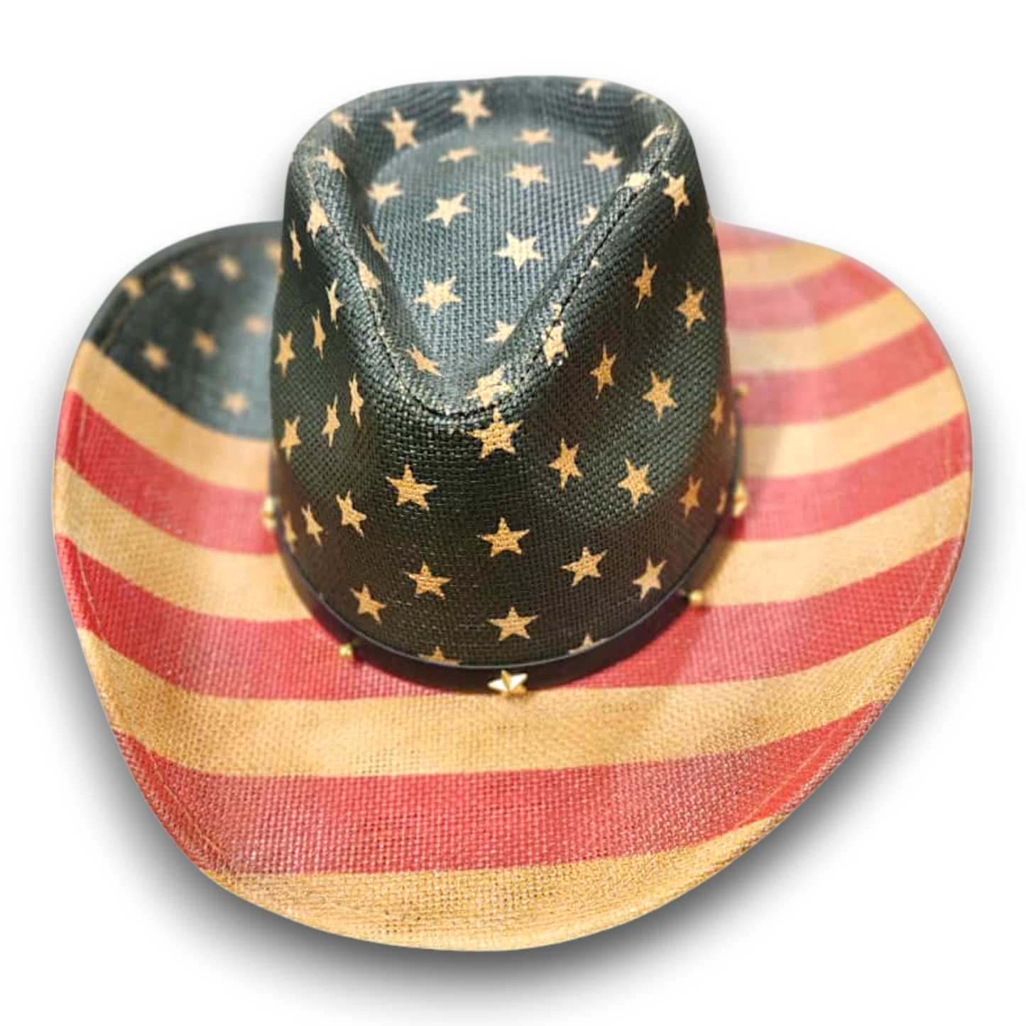 USA Flag Straw Cowboy Hat – Patriotic Western - Natural