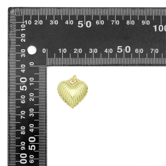 Gold Silver Puffy Radical Line Heart Pendant charm, Sku#Y1060