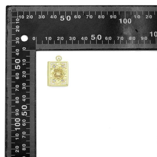 Gold Rectangular Floral Frame Pendant with heart, flower rectangle charm, Sku#Y1072