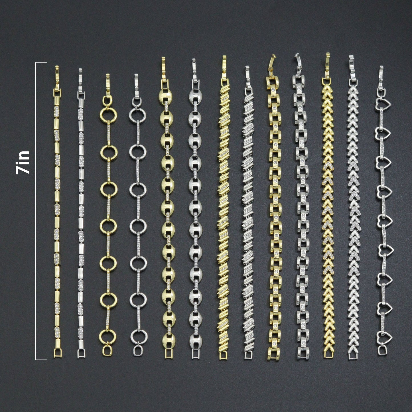 Elegant Link Bracelet Bracelet, Mixed Metal Chain bracelet collection, Sku#ZX235