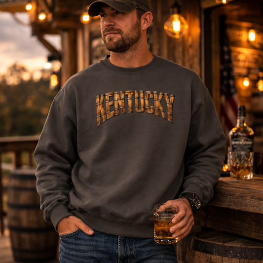 Kentucky Bourbon Sweatshirt | Barrel Text Design | Cozy Fit