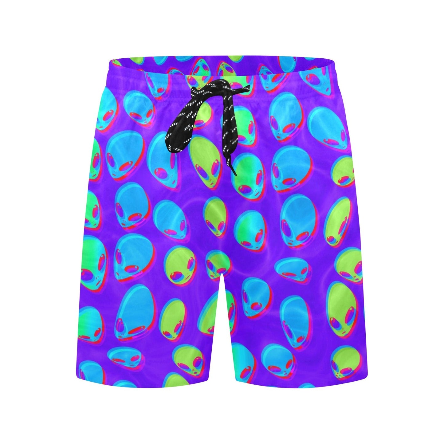 Purple Alien Vapor Glitch Swim Shorts