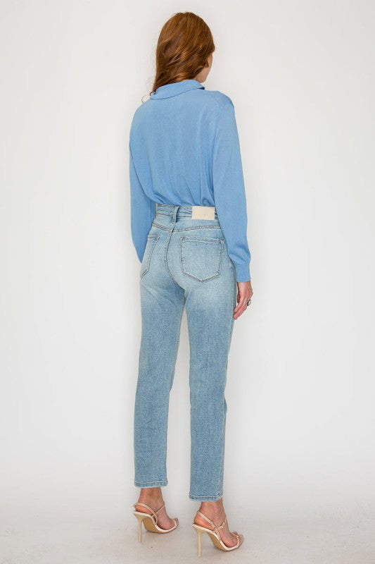 AT1747STL - HIGH RISE SLIM STRAIGHT JEANS