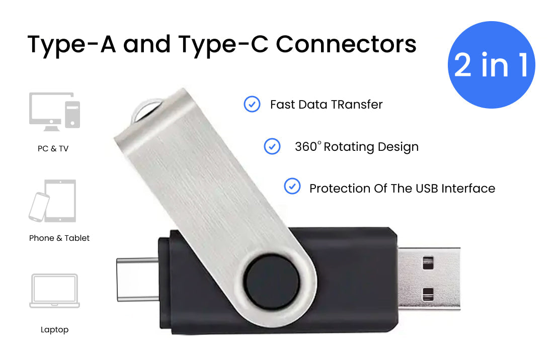 Unprinted Dual SWM Flash Drive - Large Capacity