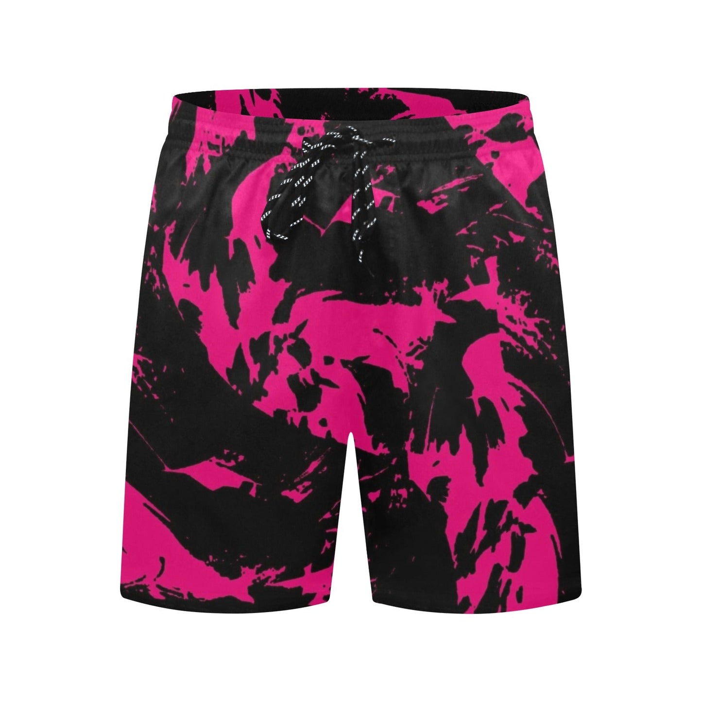 Pink and Black Paint Splatter Swim Shorts