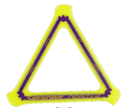 Aerobie Orbiter Triangle Boomerang Flying Disc Blue, Pink, Yellow