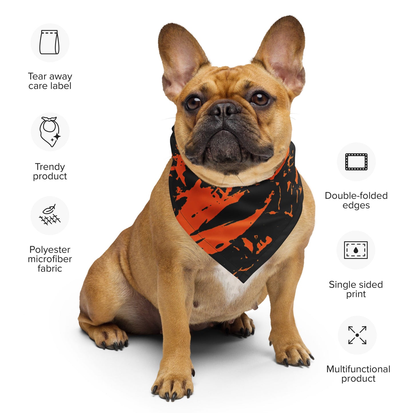 Black and Orange Spooky Paint Splatter Graffiti Rave Bandana