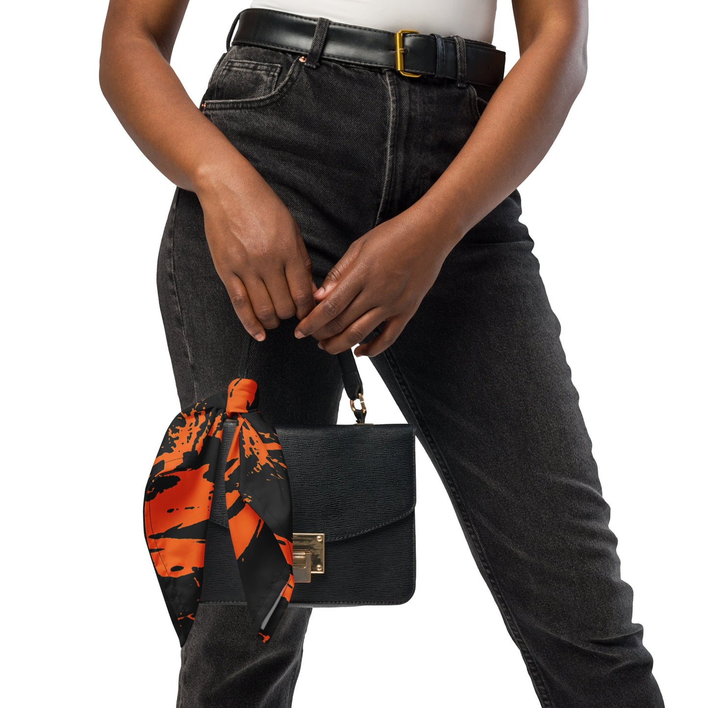 Black and Orange Spooky Paint Splatter Graffiti Rave Bandana