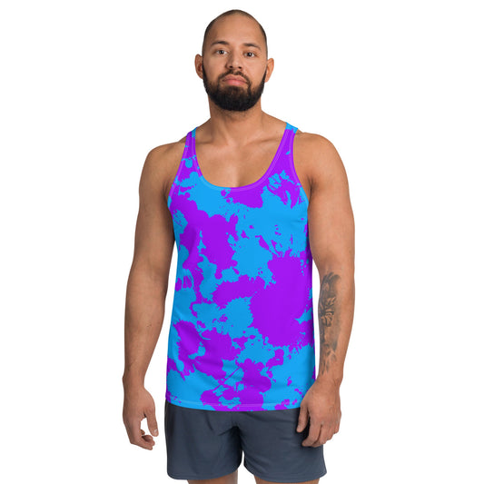 Blue and Purple Paint Splatter Unisex Tank Top