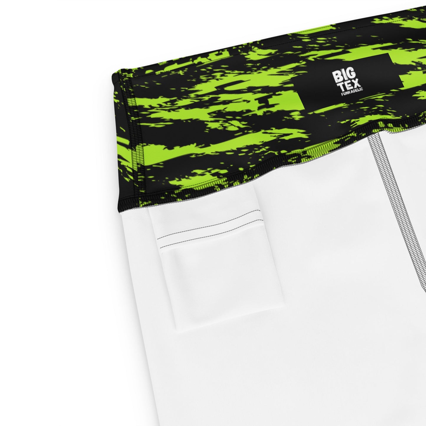Black Lime Bolt Glitch Rave Ready Yoga Shorts w/ Inside Pocket