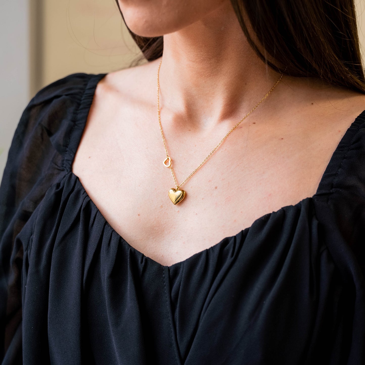 AMOUR - 18K Gold Plated Double Heart Pendant Necklace