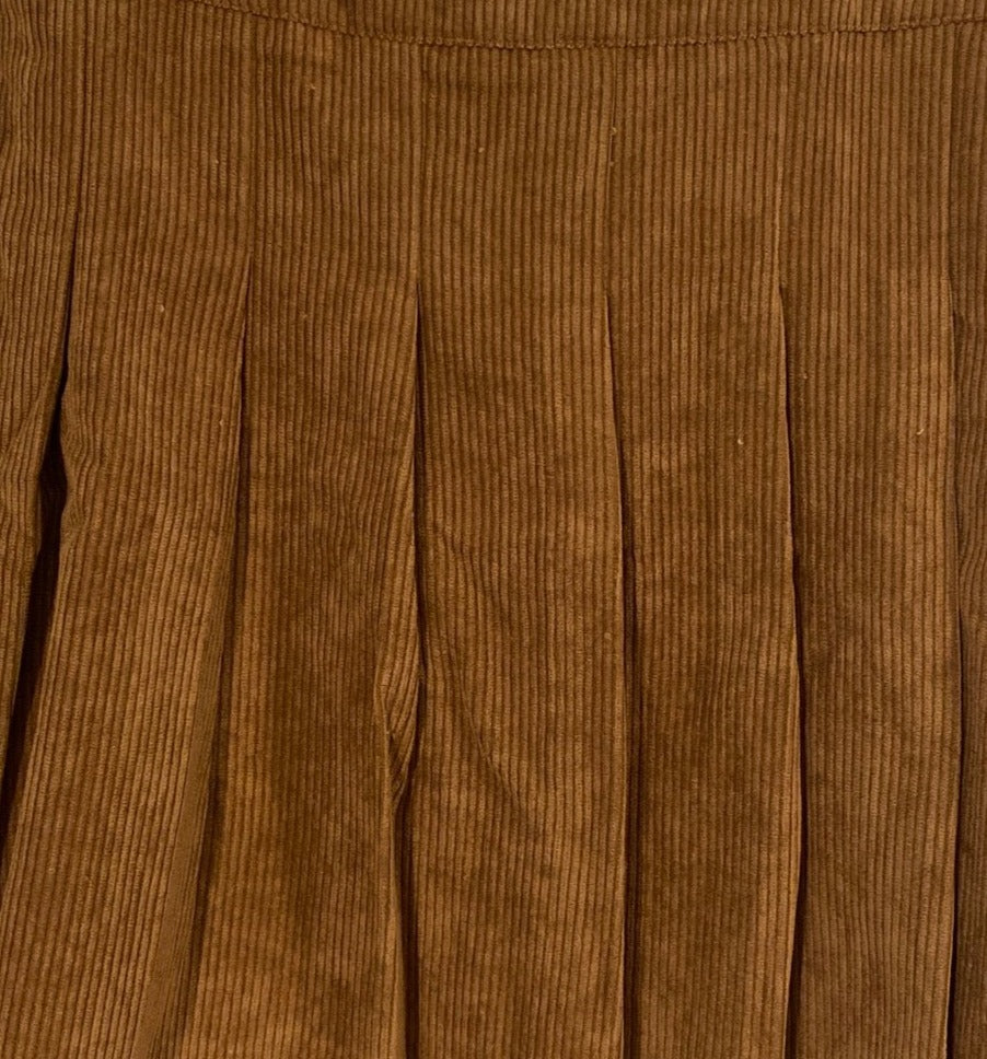 A-line Corduroy Pleated Mini Skirt