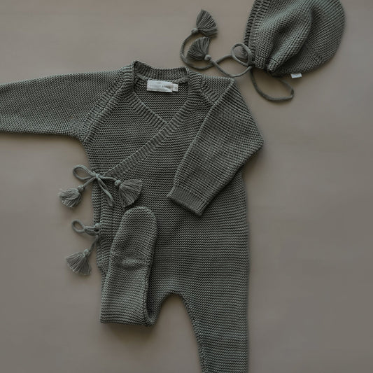 Knit Footed Jumpsuit | Olive