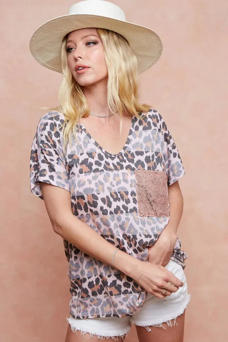 T-Shirt - Leopard Print - Women's Casual Top