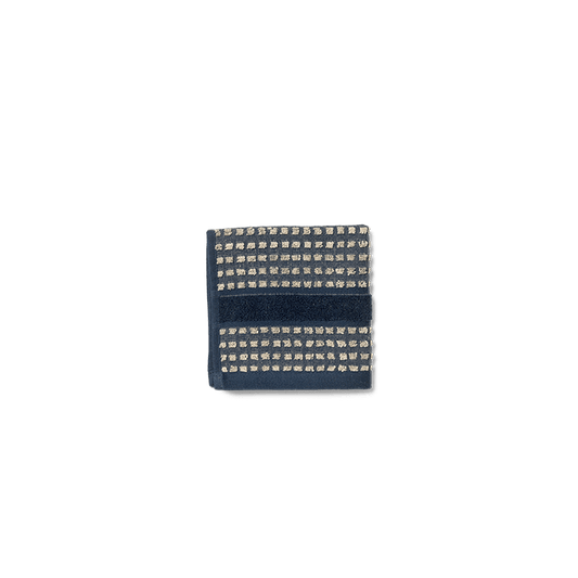 JUNA Check Washcloth, Dark Blue