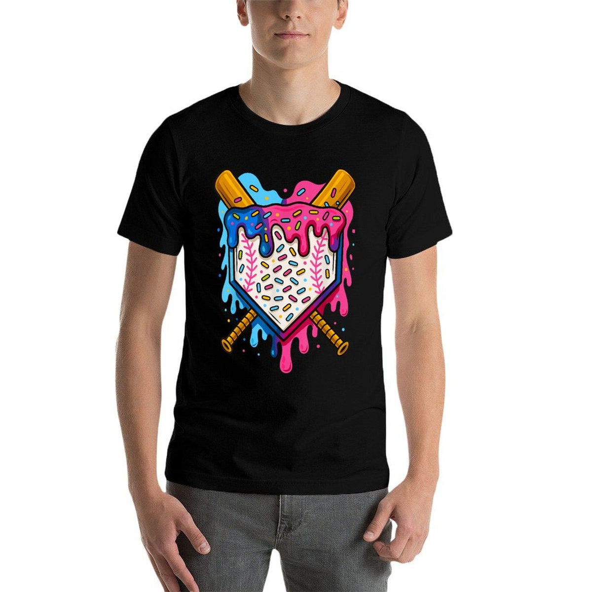 Baseball Boys Ice Cream Drip Baseball Eco-friendly Material T-Shirt