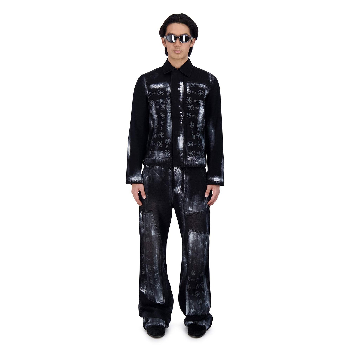 COATING DENIM PANTS BLK/SIL