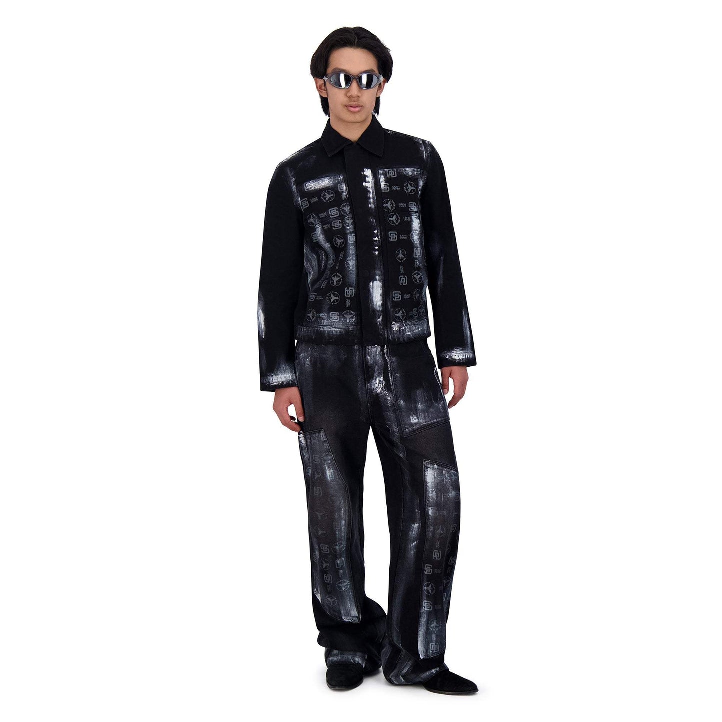 COATING DENIM PANTS BLK/SIL