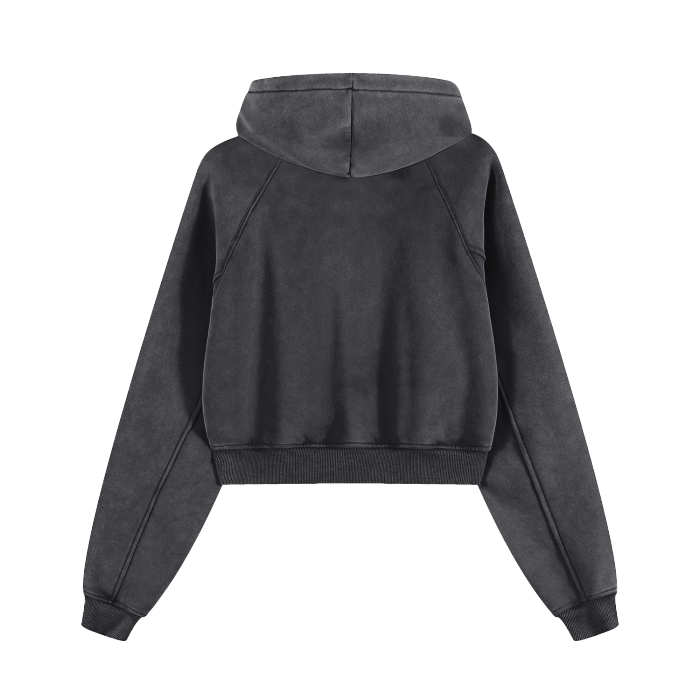 Basic B Grunge Wash Cropped Hoodie
