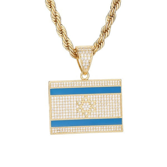 Israel Flag Gold/Crystal Necklace - Limited Editio