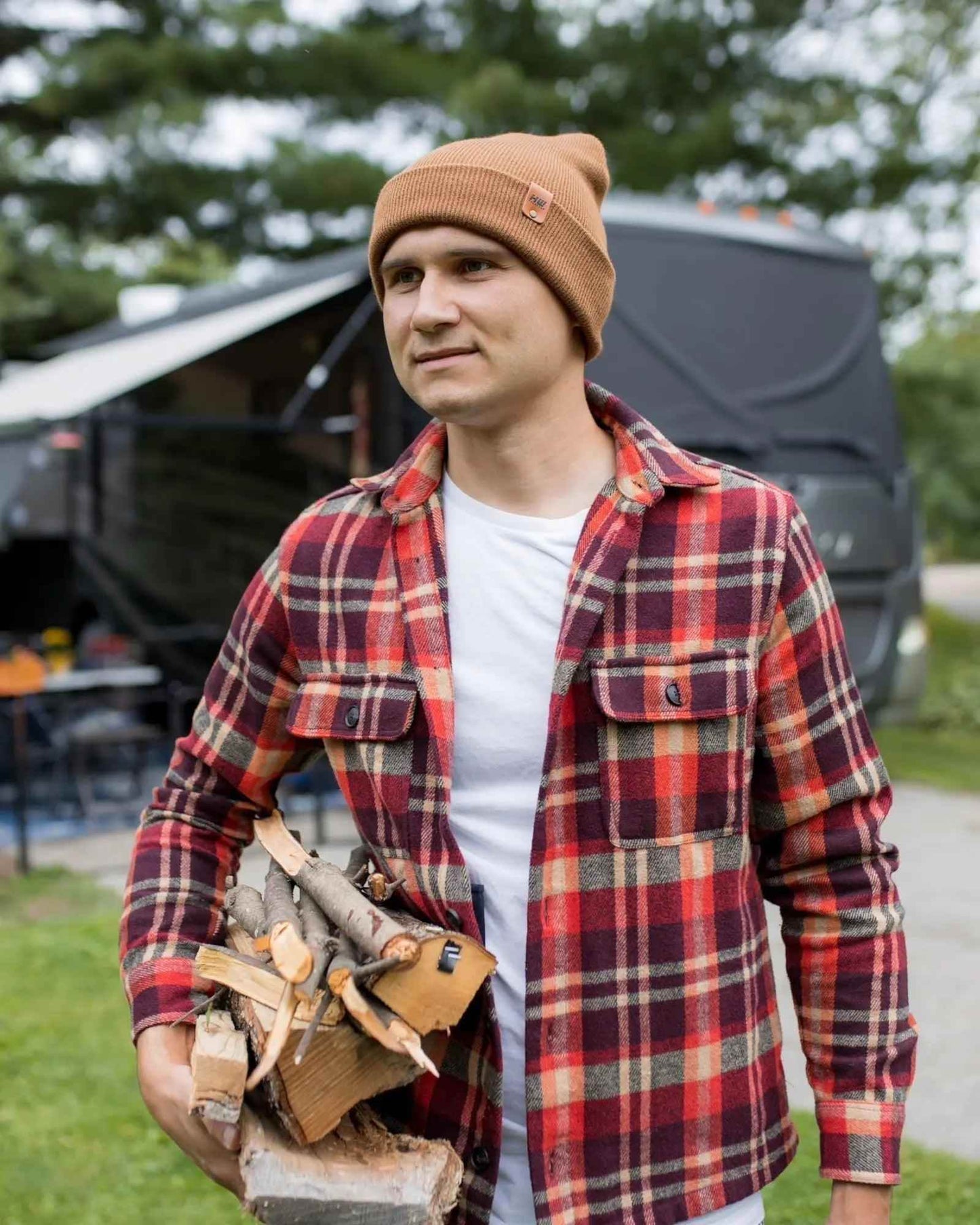 HAAKWEAR Traditional Camel Brown Beanie | Classic Cuffed Knit Hat | Made in USA