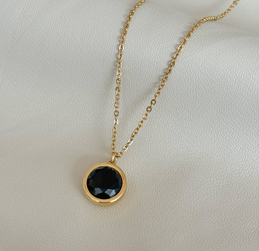 BLACK STONE PENDANT NECKLACE - SAMPLE
