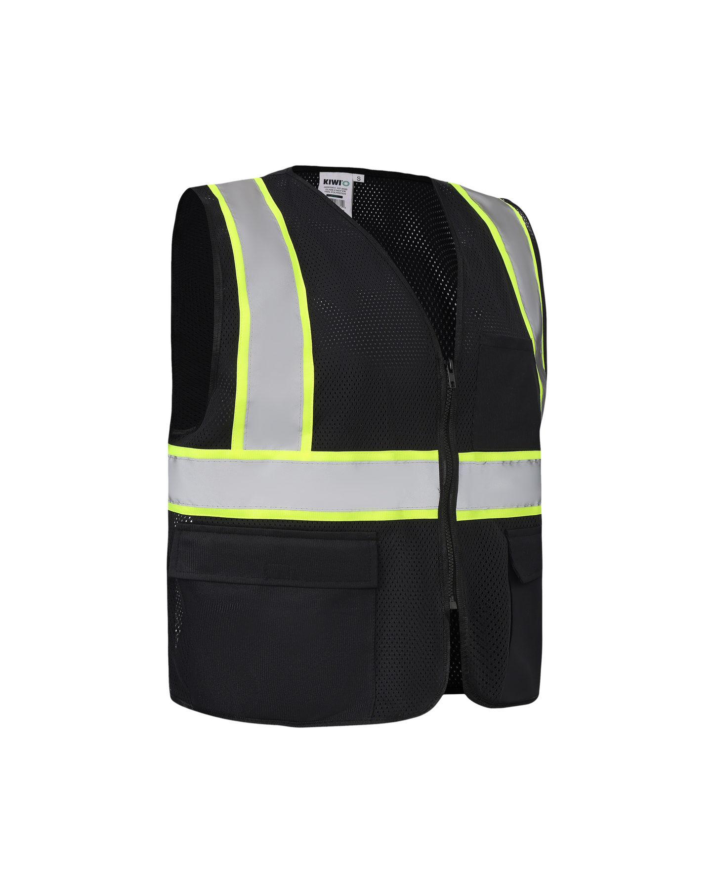 Kiwi High Visibility ANSI/ISEA 107-2020 Reflector Contrast Trimmed Black Safety Vest [R70200]