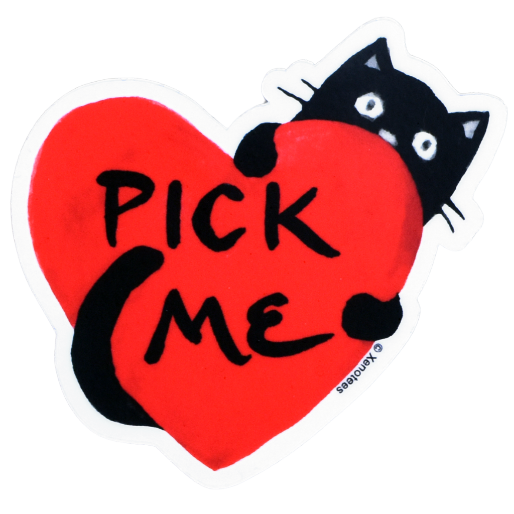 "Pick Me" Black Cat Adoption Vinyl Sticker