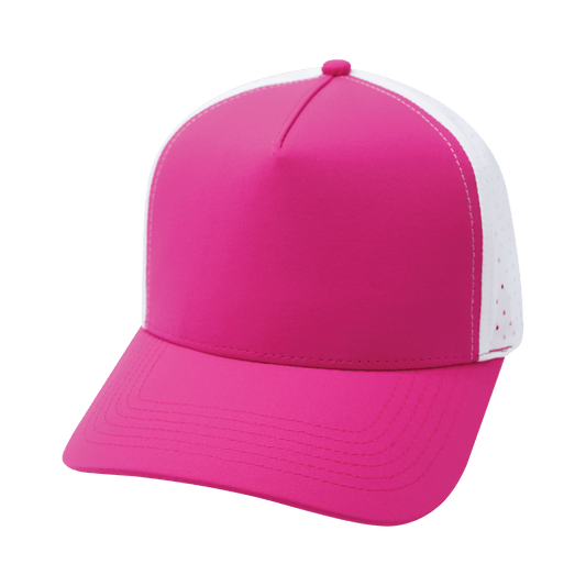 Blank - 5 Panel - Structured - Neon Pink / White (Unisex) - Laser Mesh