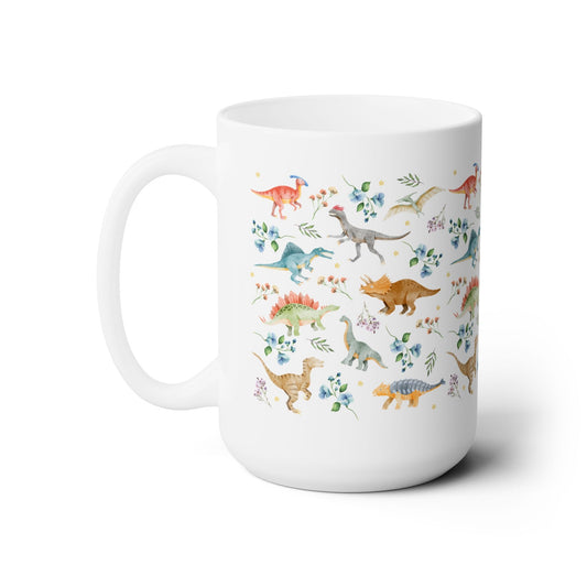 Boho Floral Dinosaur Mug with Stars