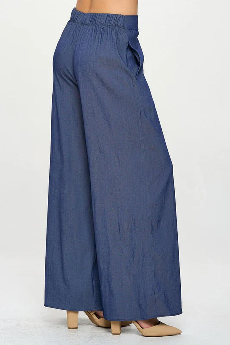 Made in USA Tencel Straight Leg Pants with Side Pockets