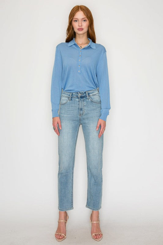 AT1747STL - HIGH RISE SLIM STRAIGHT JEANS