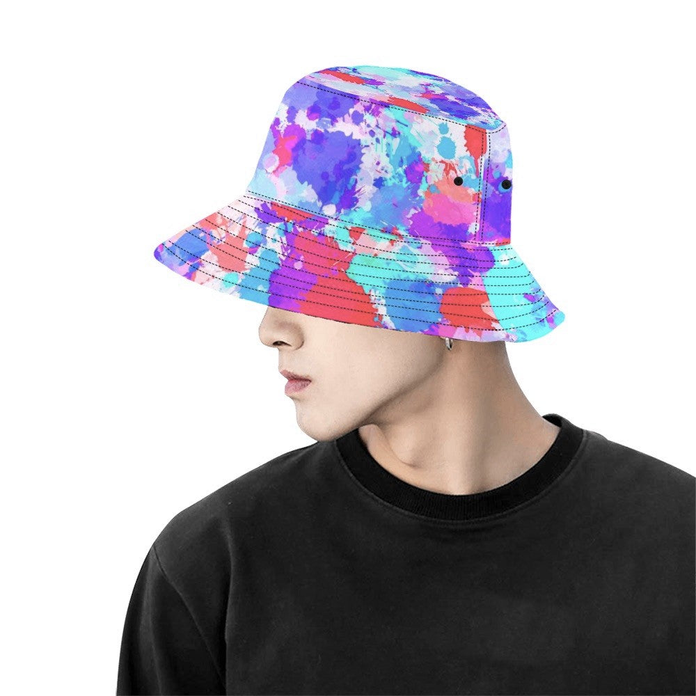 Cherry Frost Paint Splatter Bucket Hat | UV Blacklight Reactive