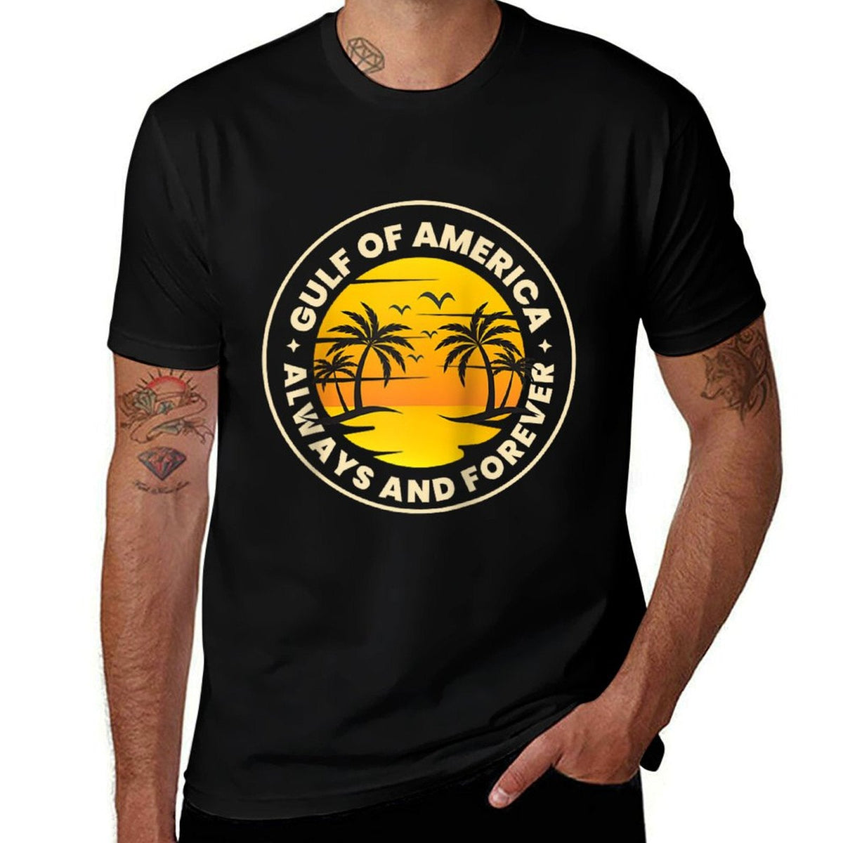 Gulf of USA America Retro Throwback Design Raglan Baseball Rolled Sleeves T-Shirt