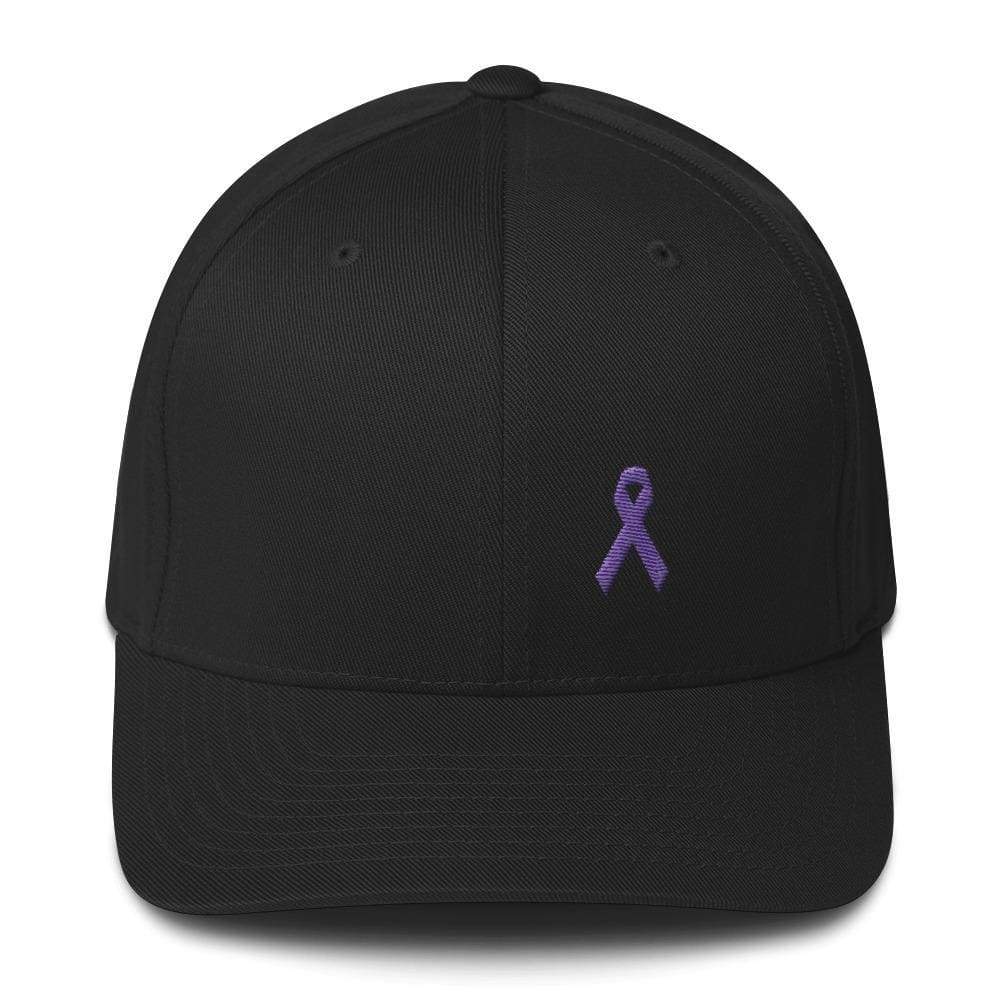Cancer and Alzheimer's Awareness Twill Fitted Hat with Purple Ribbon