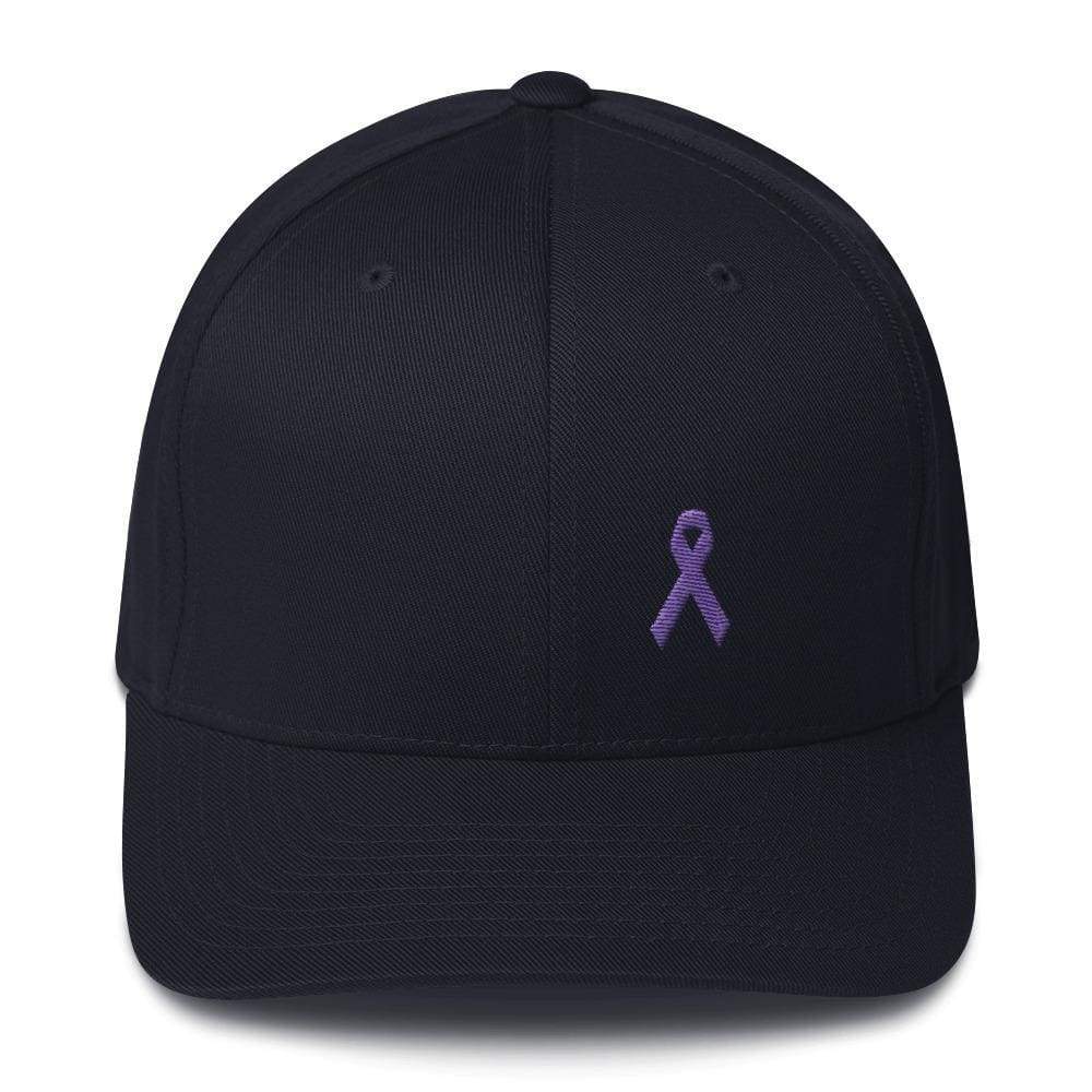 Cancer and Alzheimer's Awareness Twill Fitted Hat with Purple Ribbon